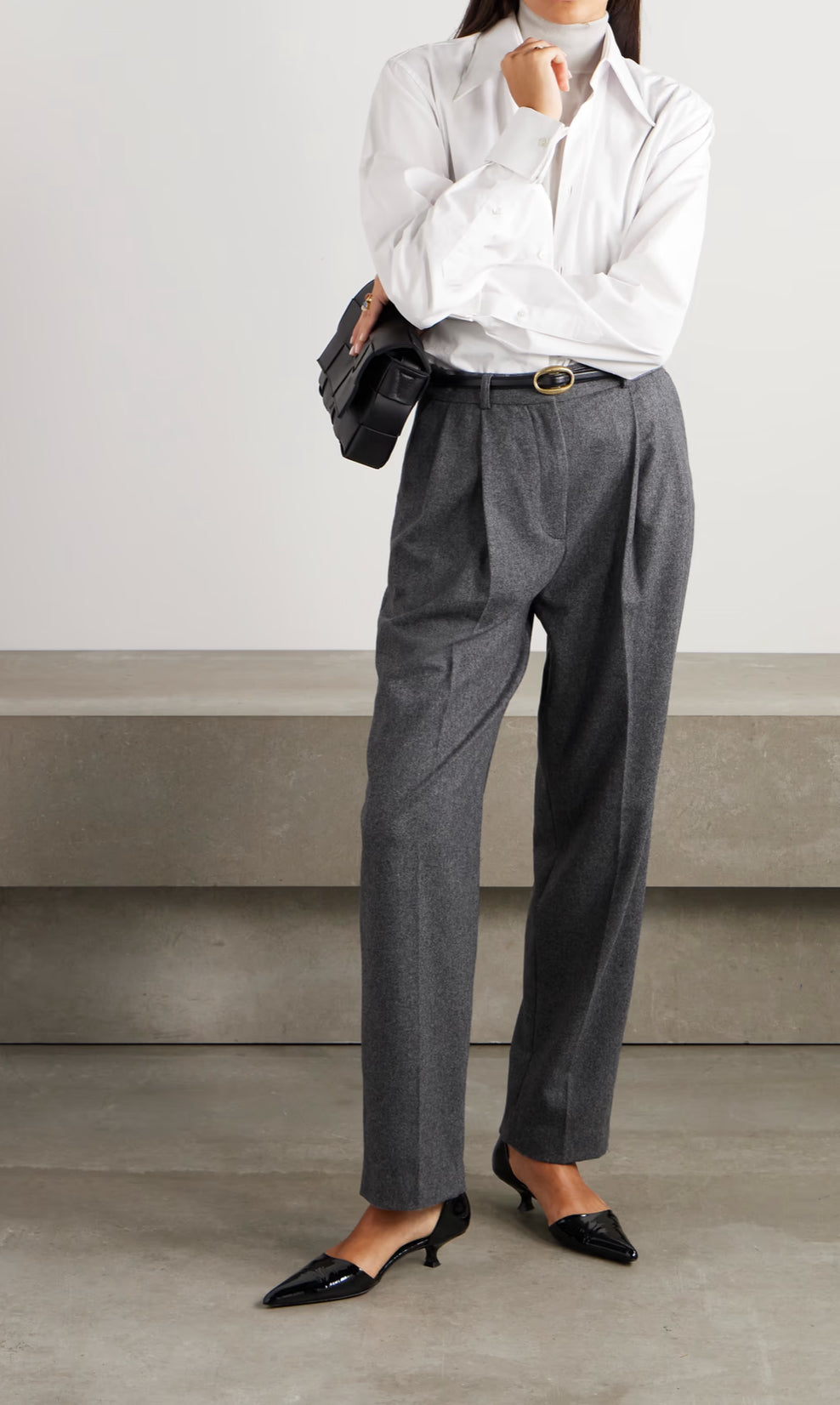 Wool-blend straight pants