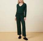 Monrow Supersoft Long Sleeve V Neck - Evergreen