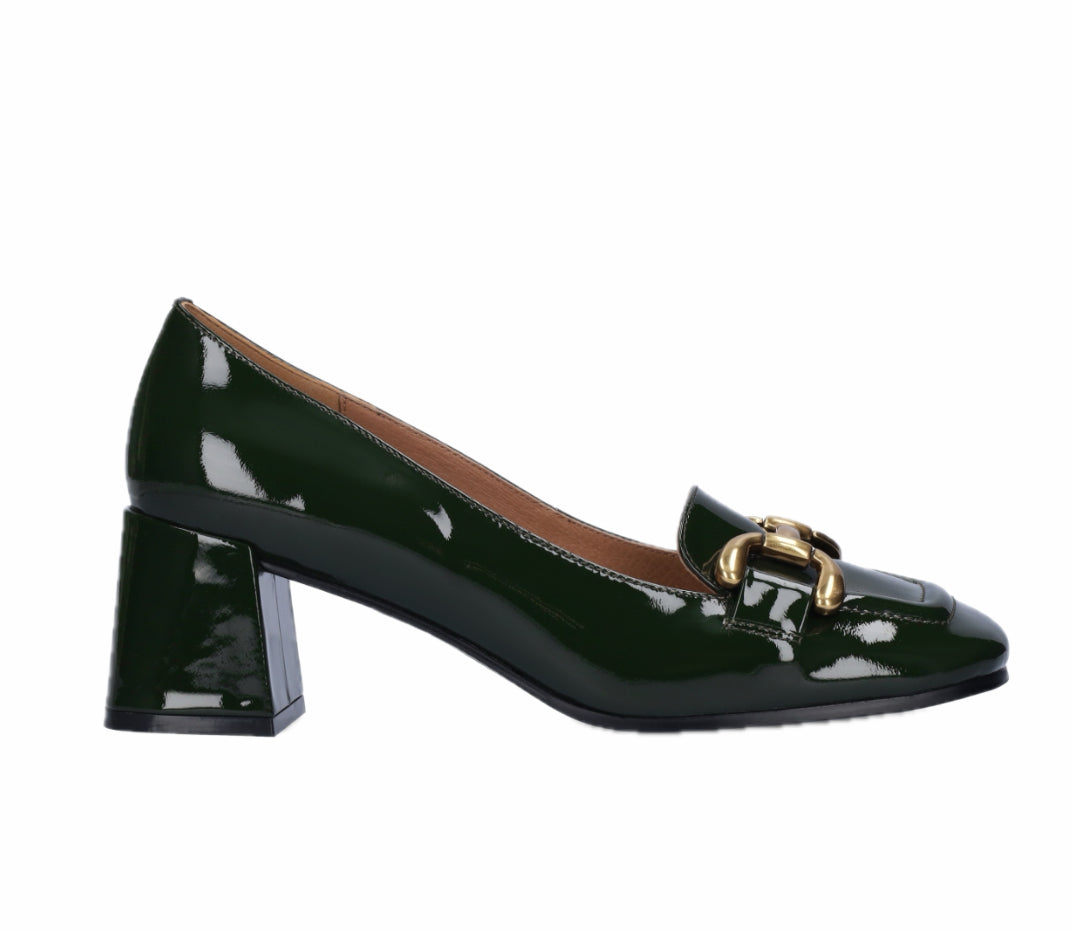 BiBi LOU Valencia Loafers - Green Bottle Patent