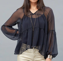 Lola & Sophie Tiered Chiffon Blouse - Night Watch