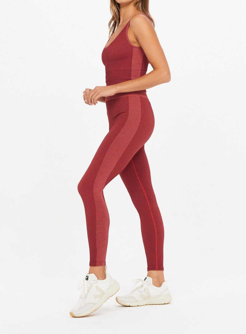 The Upside Ribbed Seamless Midi Pant - Sangria