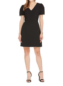 Jade Melody Tam Dress with Pearl Trim - Black