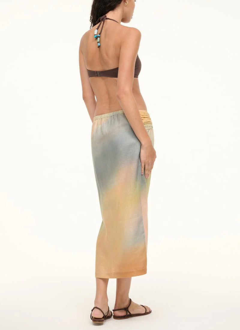 STAUD Porto Linen Skirt - Pastel Clouds