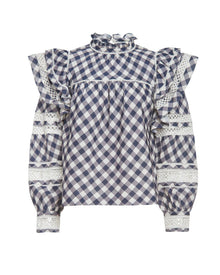 Marie Oliver Que Blouse - Indigo Plaid