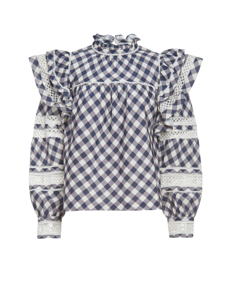 Marie Oliver Que Blouse - Indigo Plaid