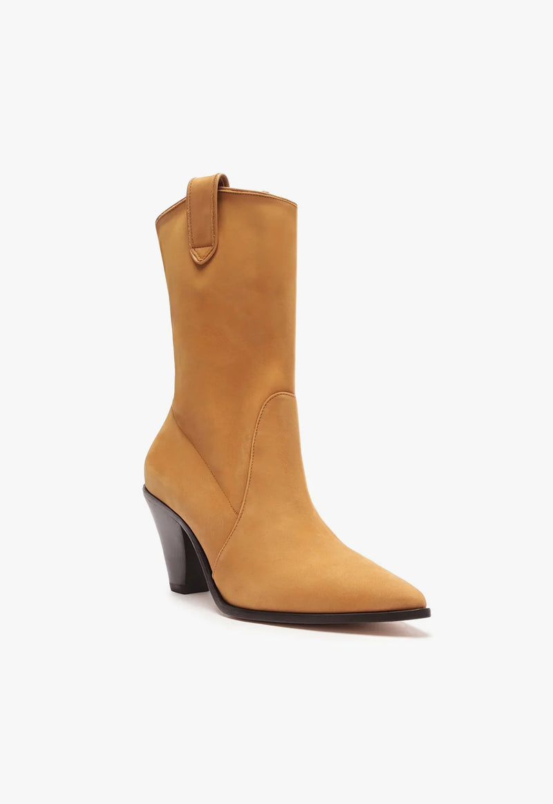 Schutz Mackie Nubuck Leather Bootie - Nude Caramel