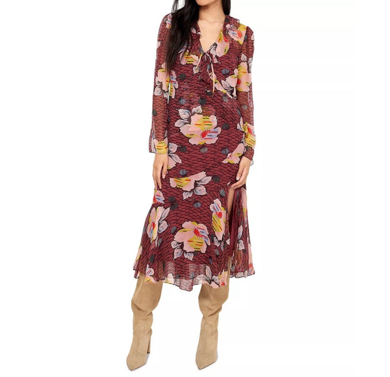 joie Darrow Silk Dress - Oxblood Multi