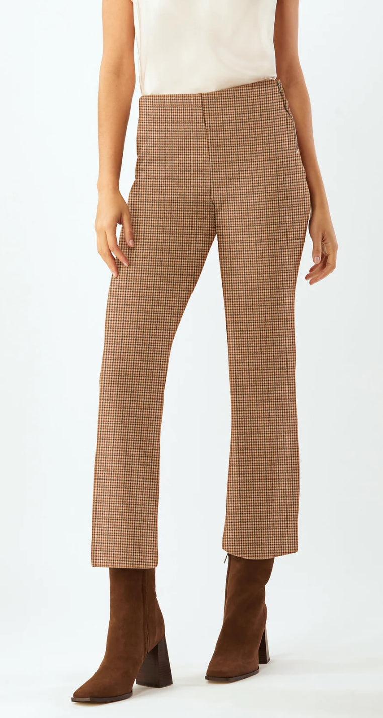 ecru Prince Cropped Flare Pant - Autumn Check