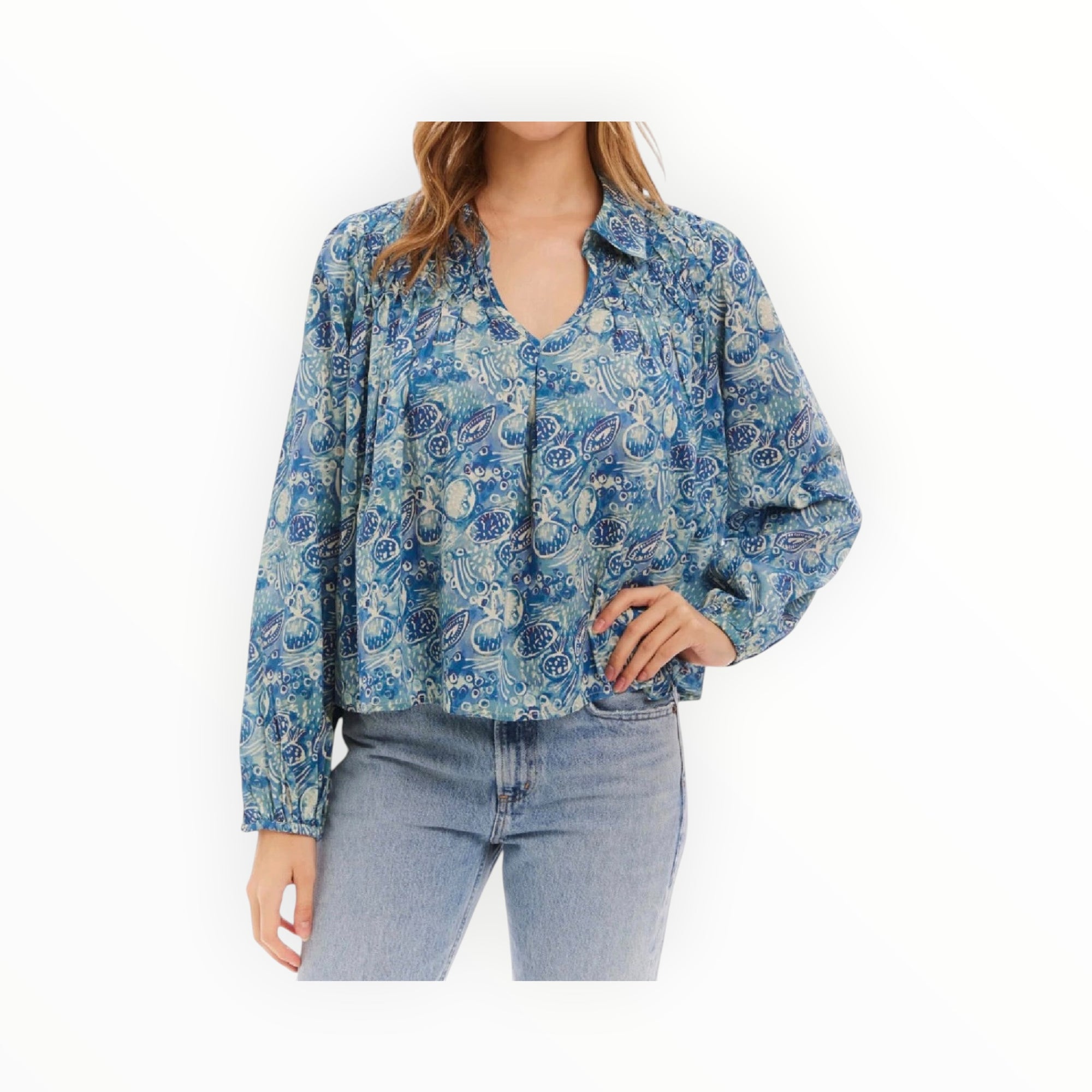 Sea New York Stan Sandwashed Pintucked Blouse - Sky