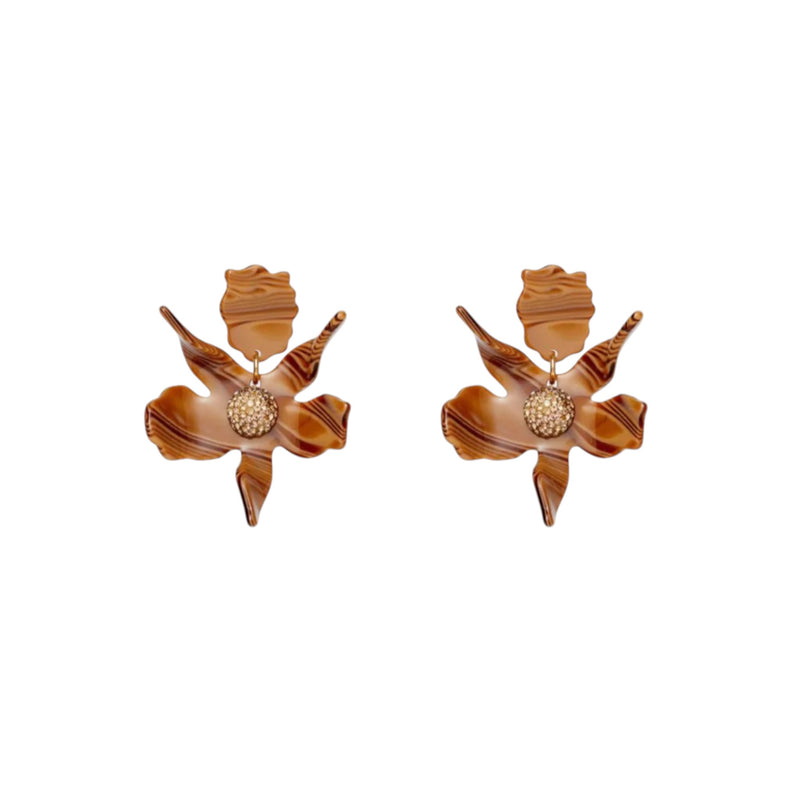 Lele Sadoughi Small Crystal Lily Earrings - Satin Oak