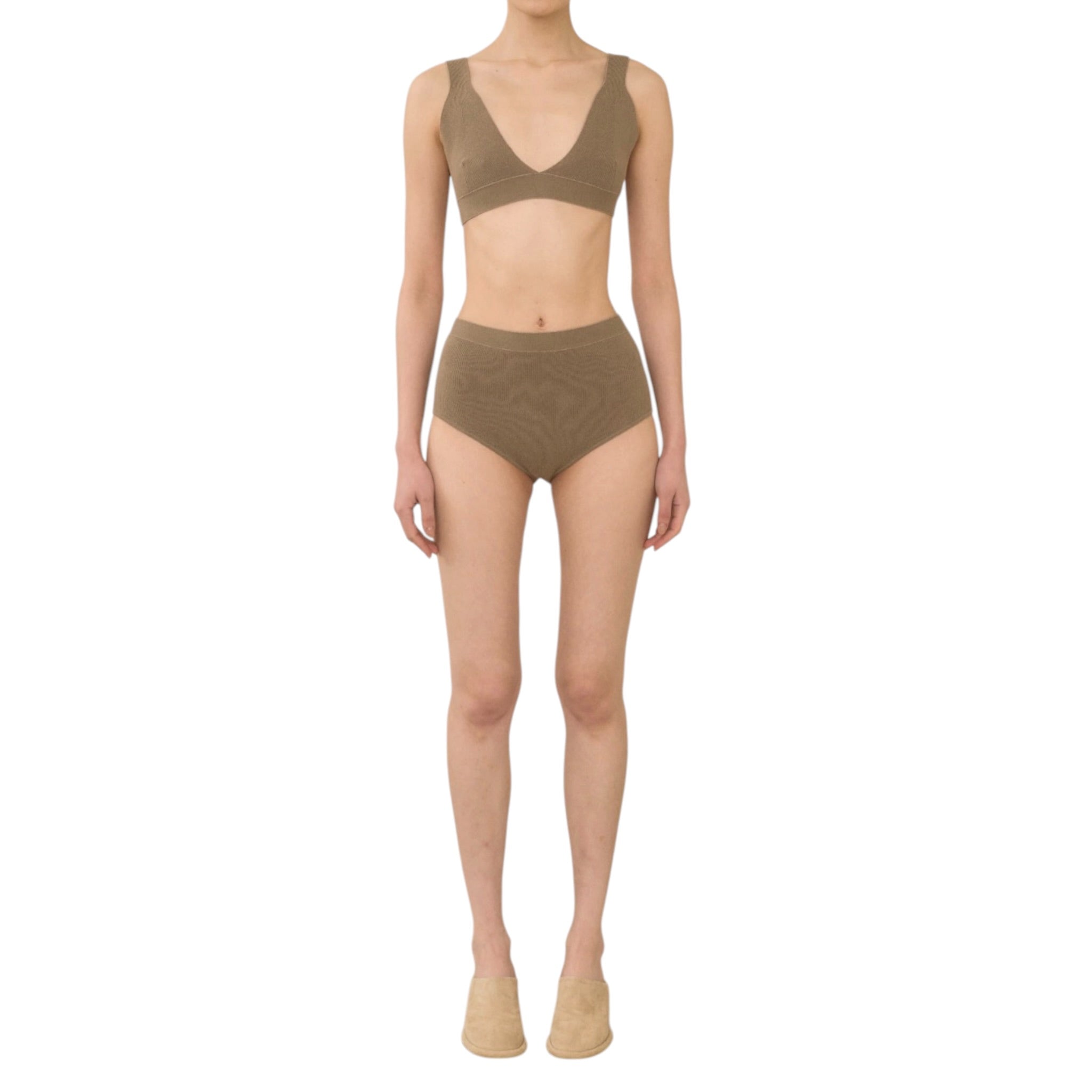 Lauren Manoogian Rib Triangle Bralette - Earth
