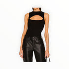Enza Costa Stretch Silk Knit Reversible Halfmoon Tank - Black