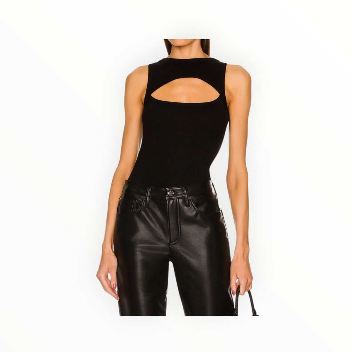 Enza Costa Stretch Silk Knit Reversible Halfmoon Tank - Black