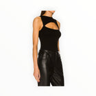Enza Costa Stretch Silk Knit Reversible Halfmoon Tank - Black