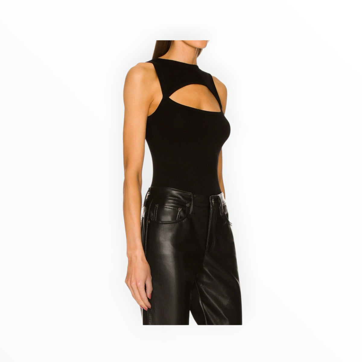 Enza Costa Stretch Silk Knit Reversible Halfmoon Tank - Black