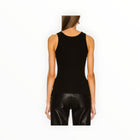 Enza Costa Stretch Silk Knit Reversible Halfmoon Tank - Black