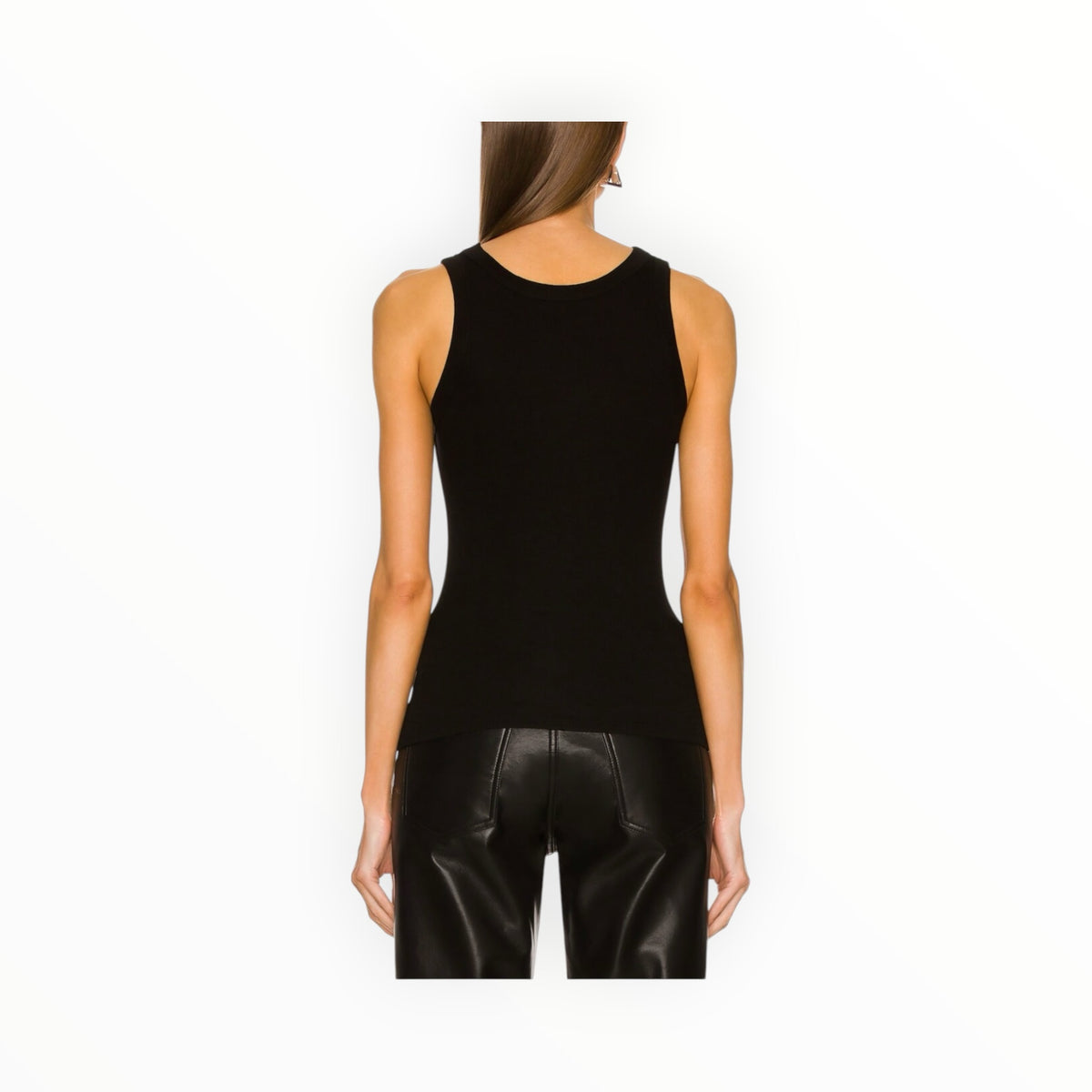 Enza Costa Stretch Silk Knit Reversible Halfmoon Tank - Black