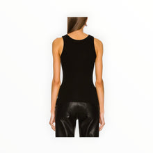 Enza Costa Stretch Silk Knit Reversible Halfmoon Tank - Black
