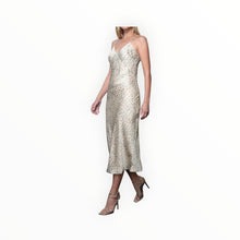 Greylin Cassandra Animal Midi Slip Dress - Taupe/Blue