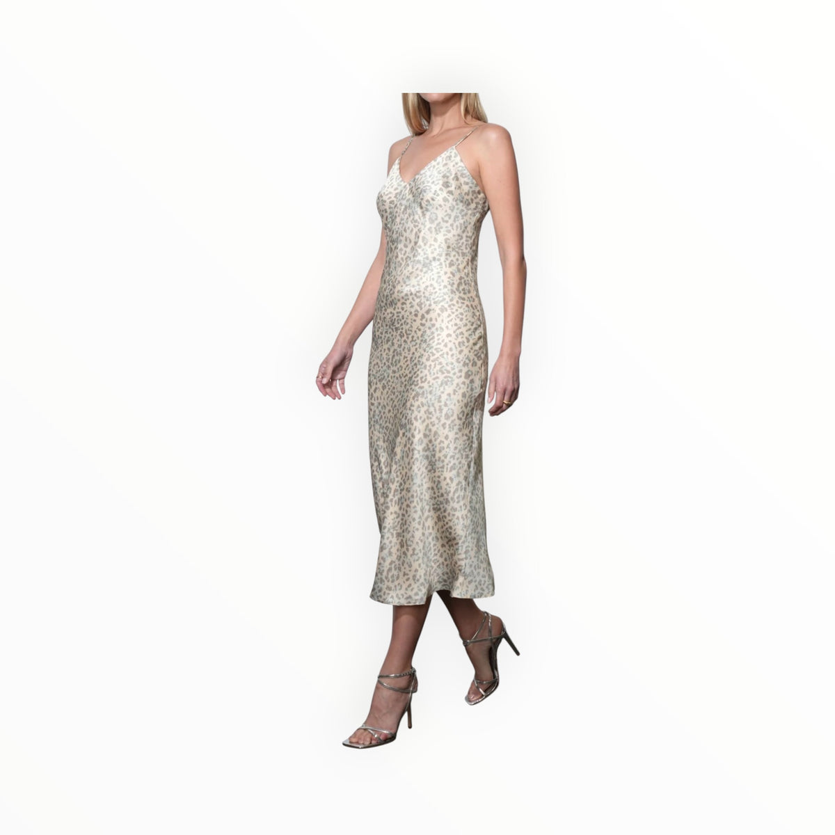 Greylin Cassandra Animal Midi Slip Dress - Taupe/Blue