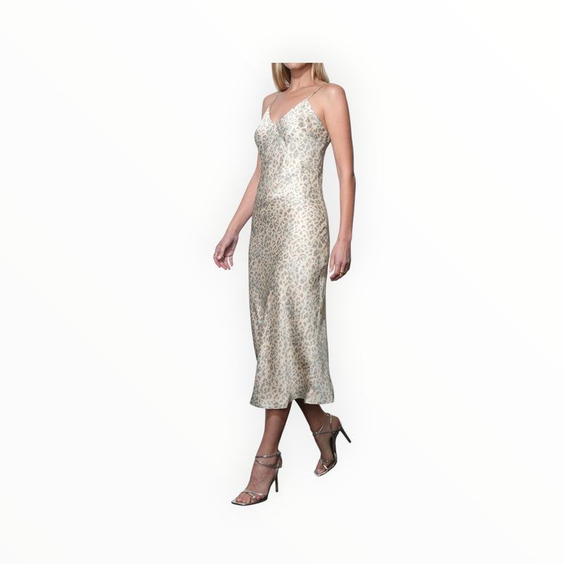 Greylin Cassandra Animal Midi Slip Dress - Taupe/Blue