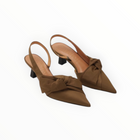 GANNI Soft Bow Slingback Pumps - Chicory Coffee