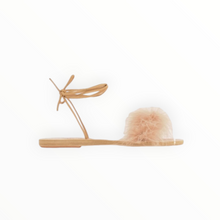 Ancient Greek Sandals Choros Marabu Feather Leather Sandal - Beige