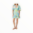 RHODE Linen Mariana Dress - Blue Psychedelic Flower Grande