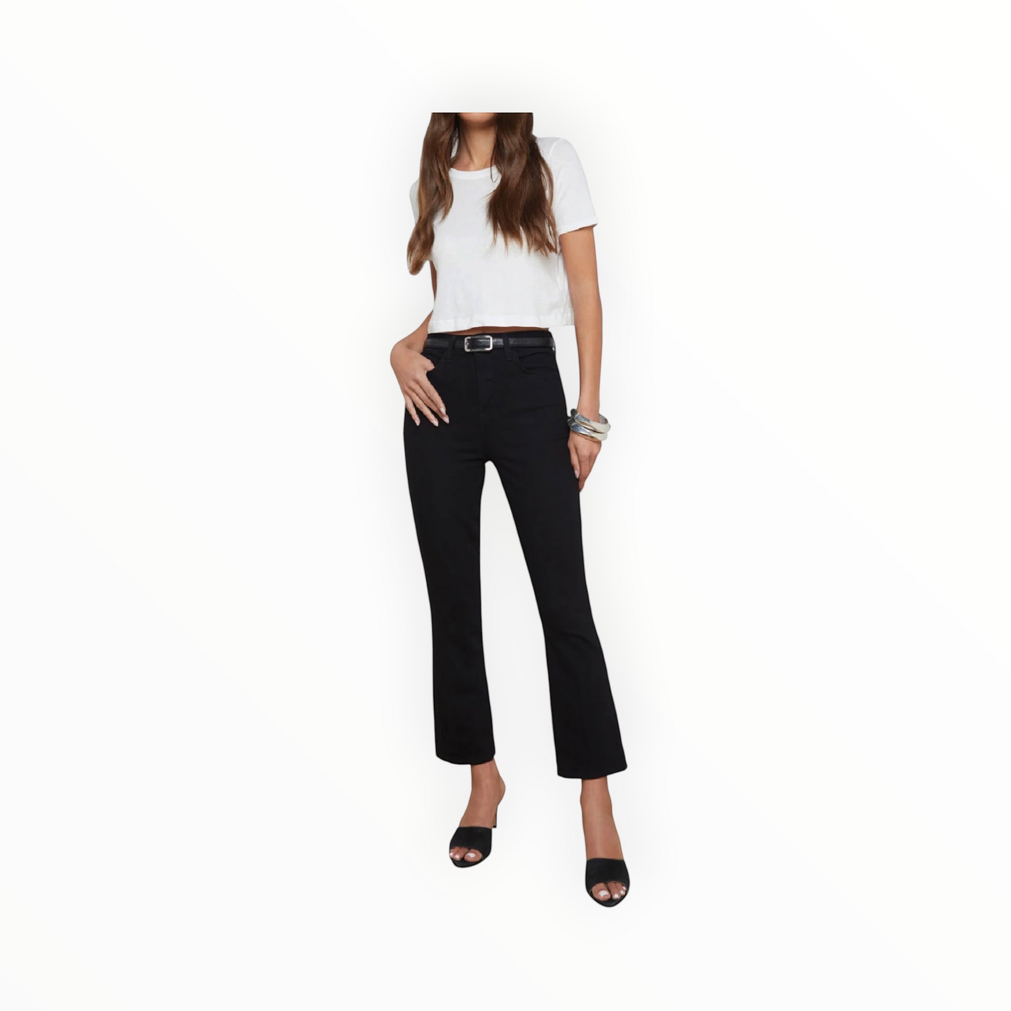 L'Agence Mira Cropped Bootcut Jean - Black