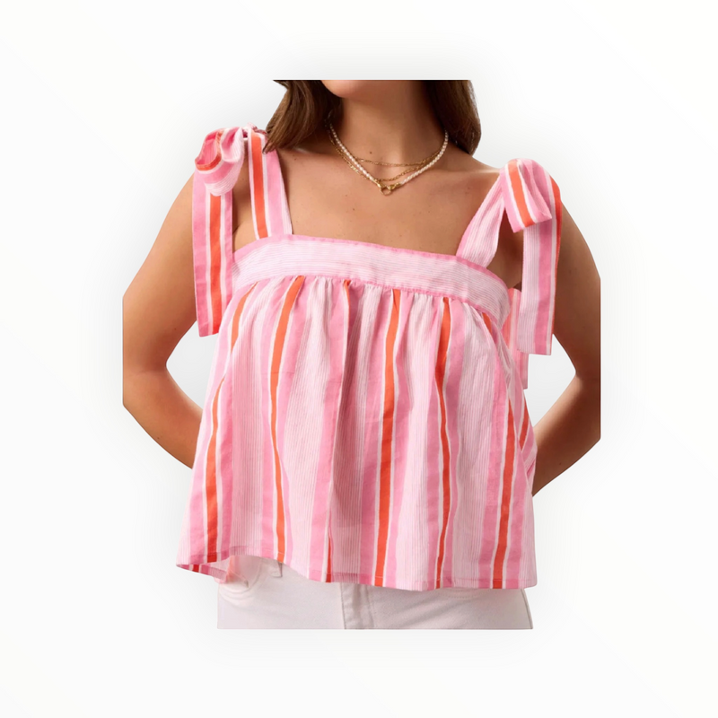 SZ Blockprints Emma Tank - Barbie Pink/Ferarri Red