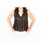 Bella Dahl Ruffle Neck Tank - Striped Plaid