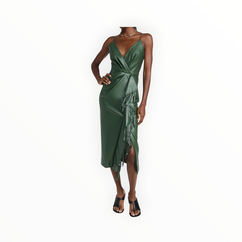 SIMKHAI Carlee Vegan Leather Dress - Hunter Green