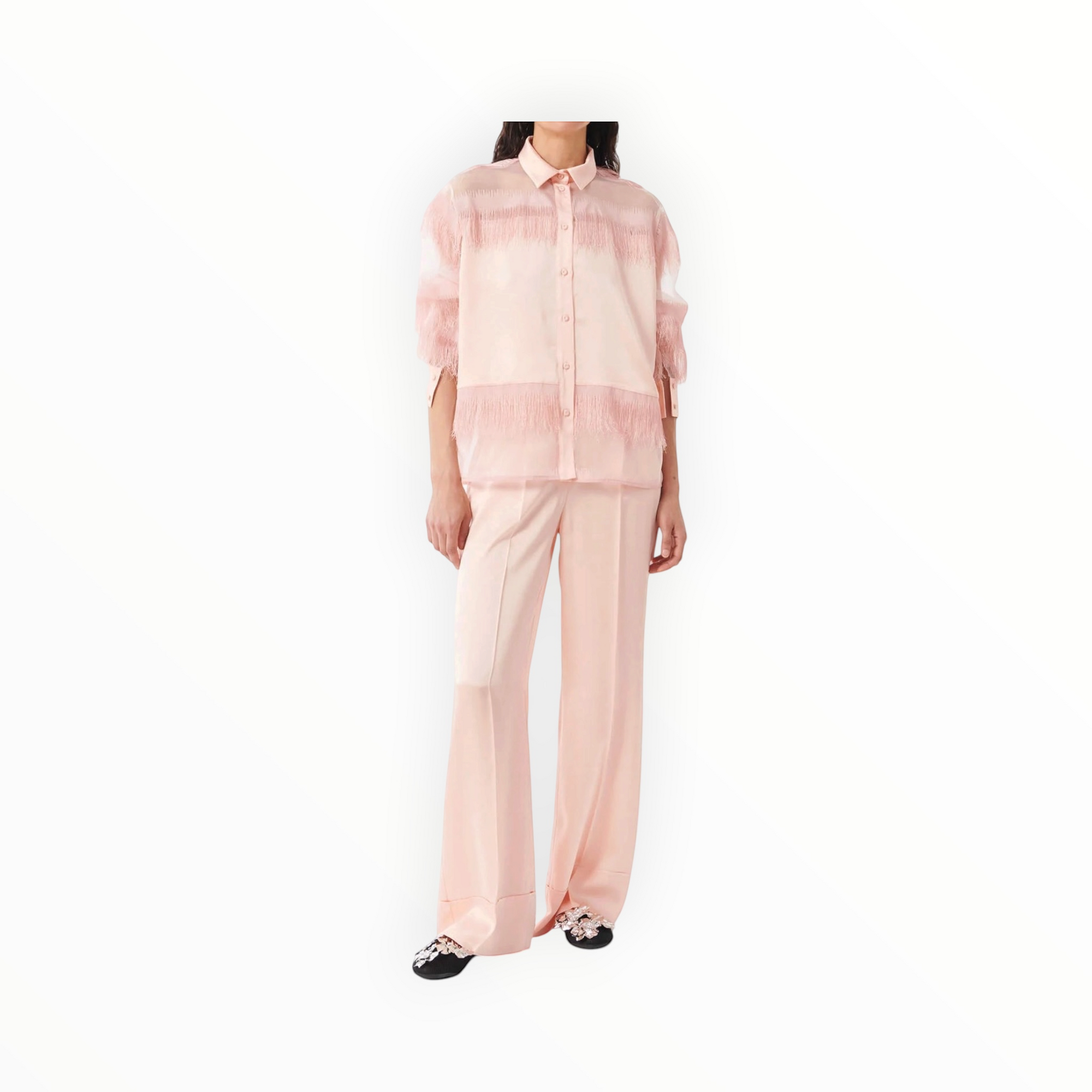 Beatrice .b Semi-Transparent Shirt W/Fringes - Arizona Sunrise