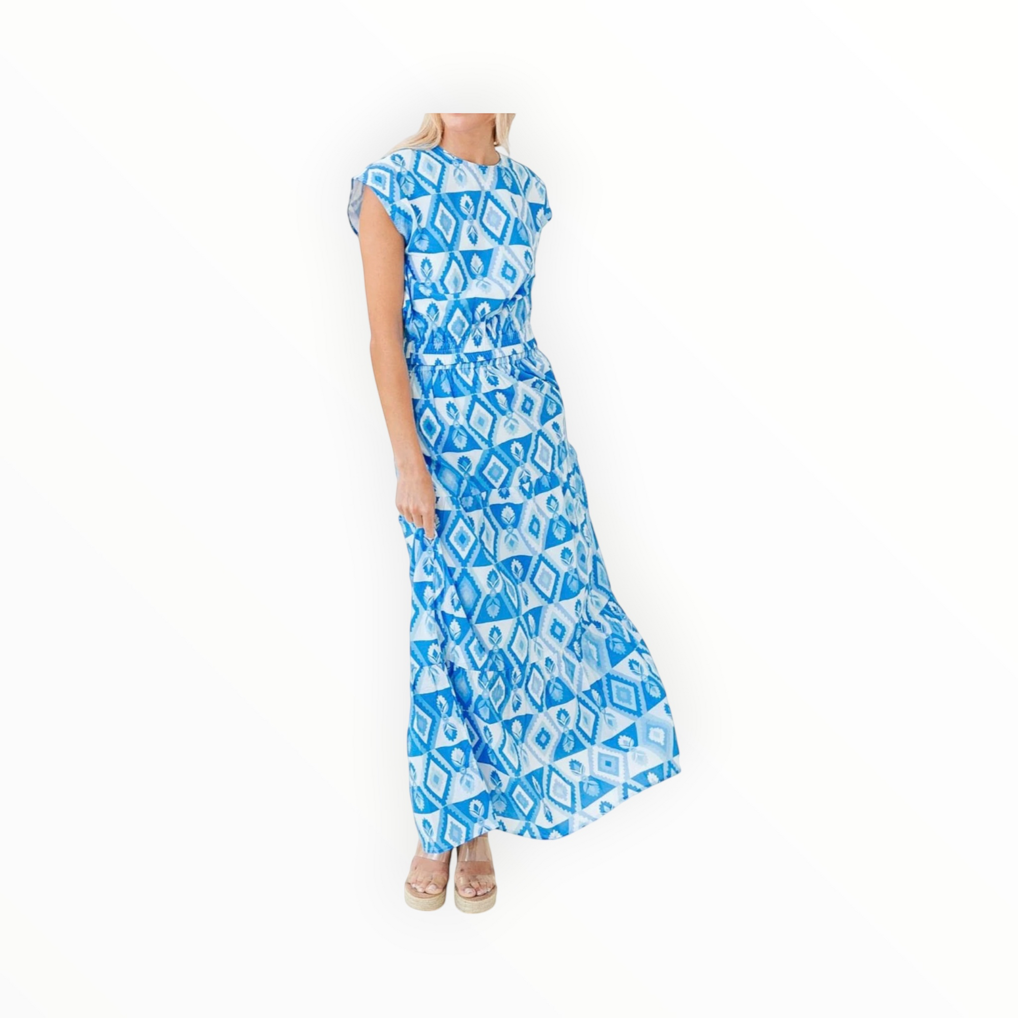 Sheridan French Gardenia Skirt - Lapis Geo