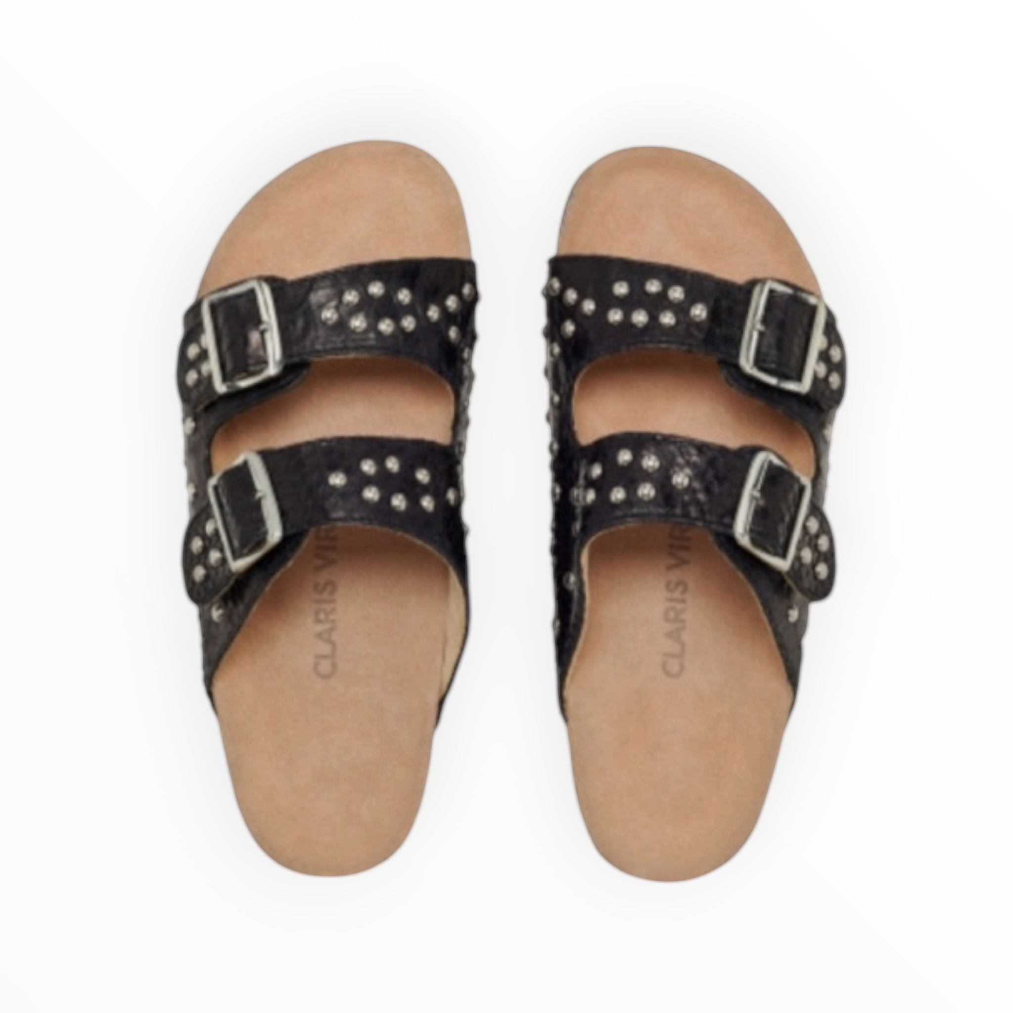 Claris Virot Odette Sandals - Black Python W/Silver Studs