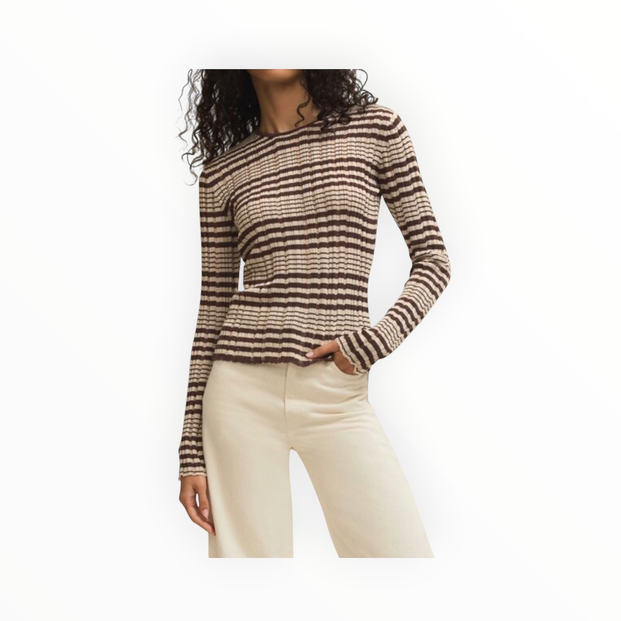 Z Supply Ronnie Striped Sweater - Chocolate Cherry