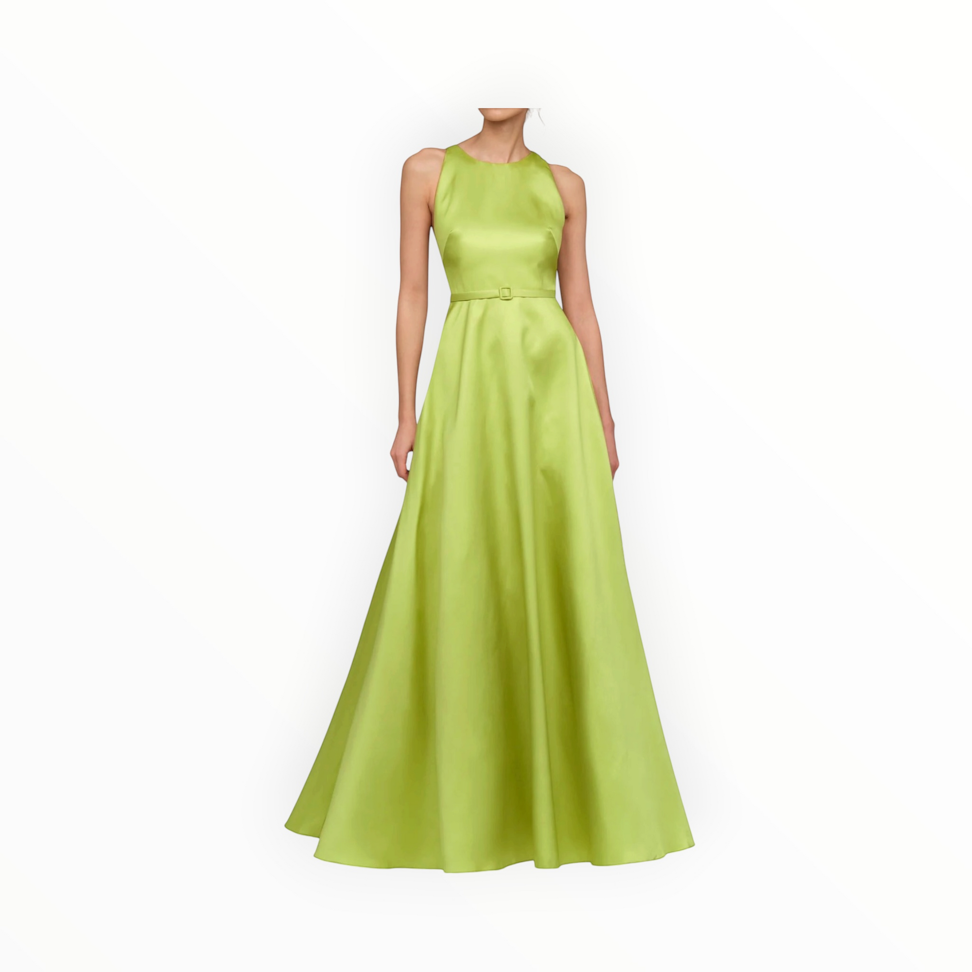 THEIA Minta Mikado Halter Gown - Herbal Drift
