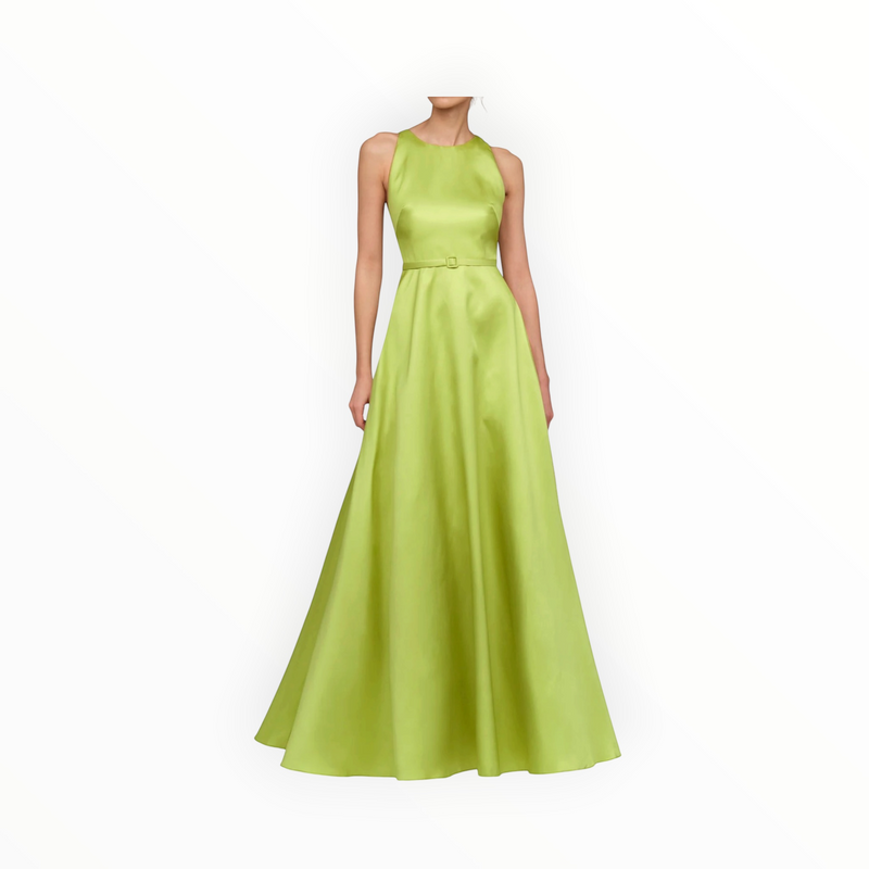 THEIA Minta Mikado Halter Gown - Herbal Drift