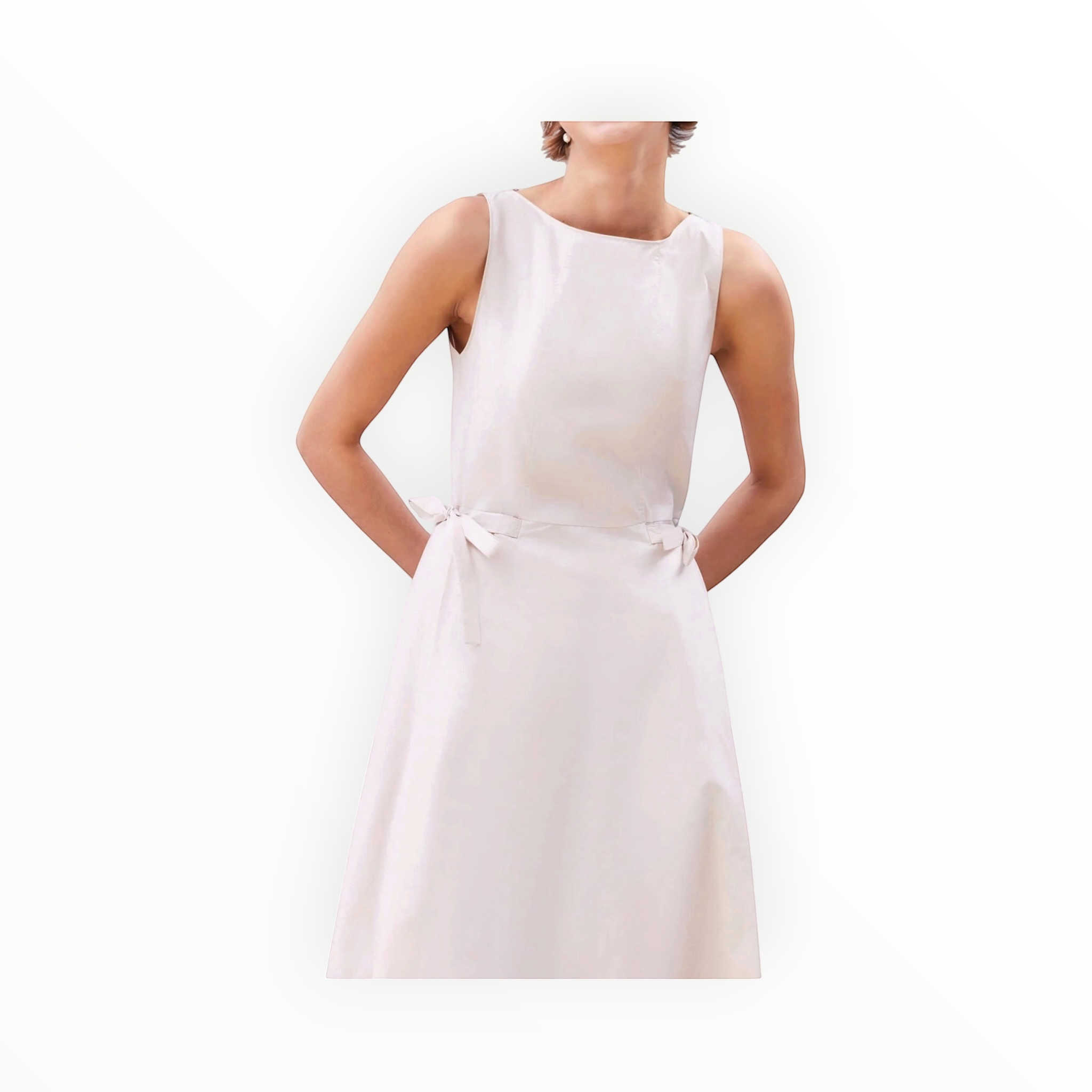 Beatrice .b Flared Dress Of Poplin With Elastic & Laces - White