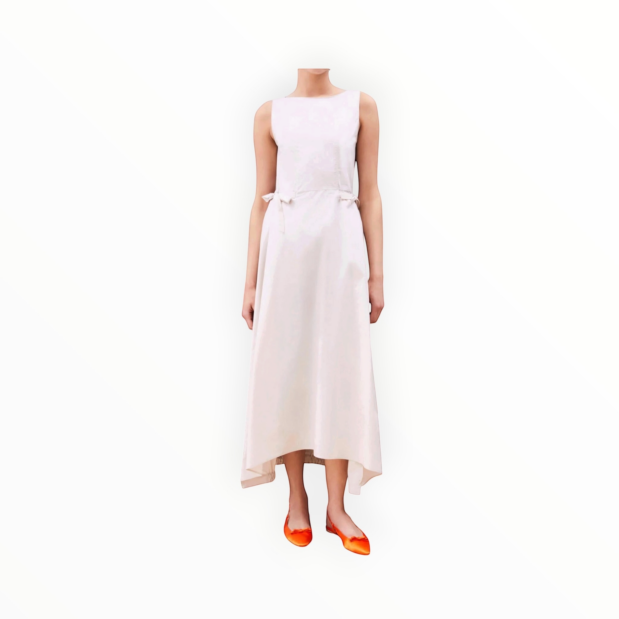 Beatrice .b Flared Dress Of Poplin With Elastic & Laces - White