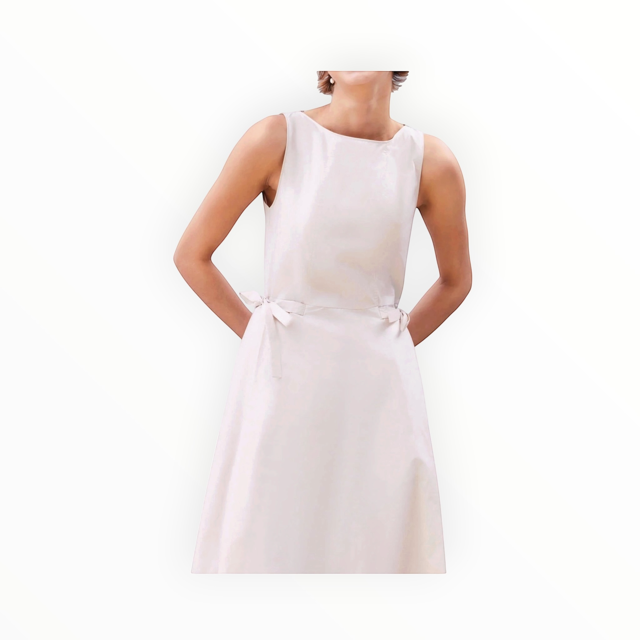 Beatrice .b Flared Dress Of Poplin With Elastic & Laces - White