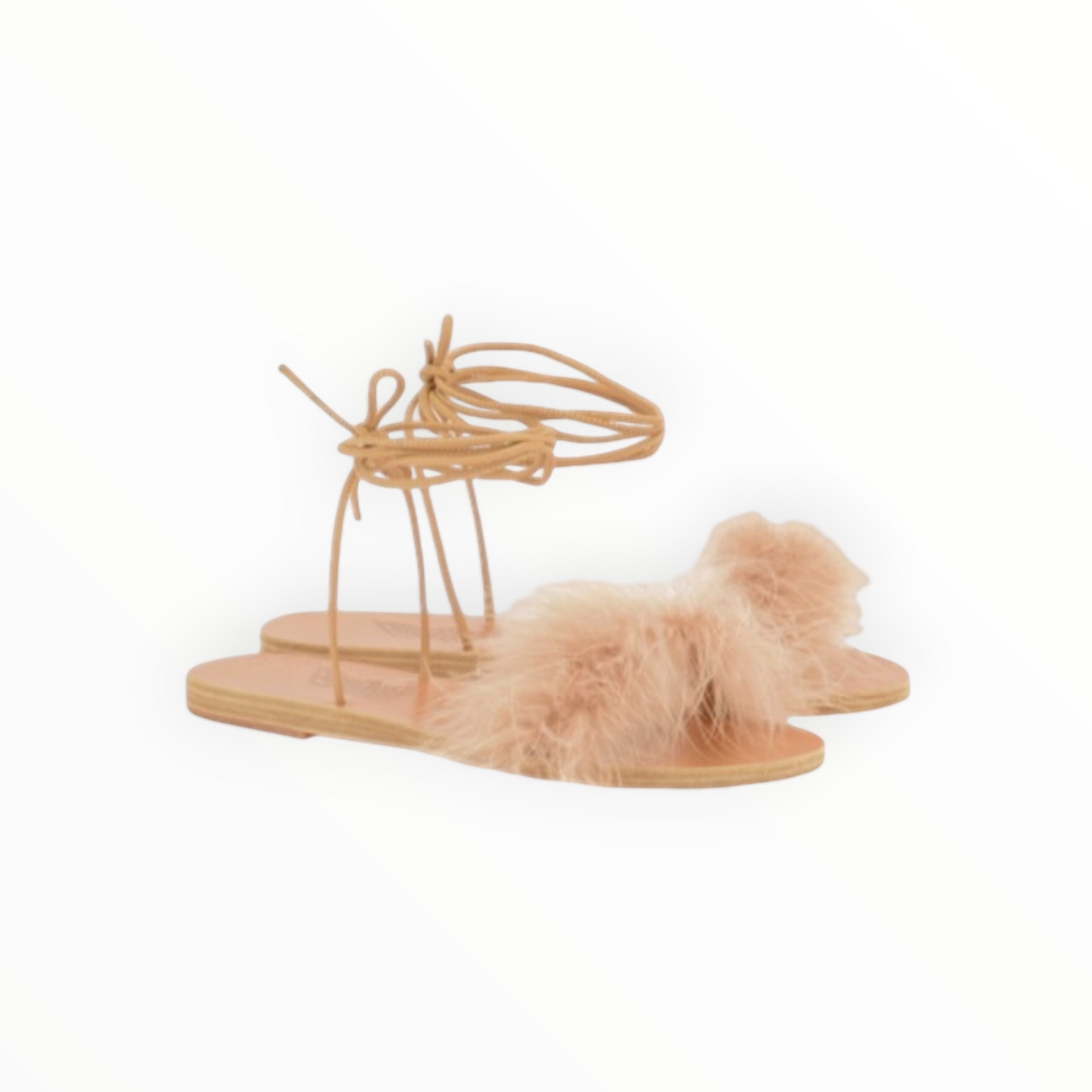 Ancient Greek Sandals Choros Marabu Feather Leather Sandal - Beige