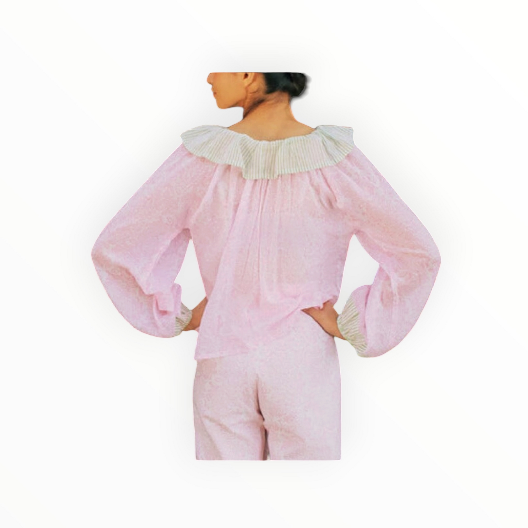 SZ Blockprints Stella Ruffle Collar Top - Barbie Pink