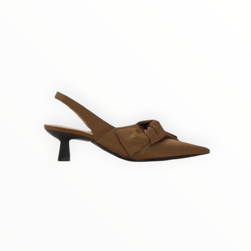 GANNI Soft Bow Slingback Pumps - Chicory Coffee