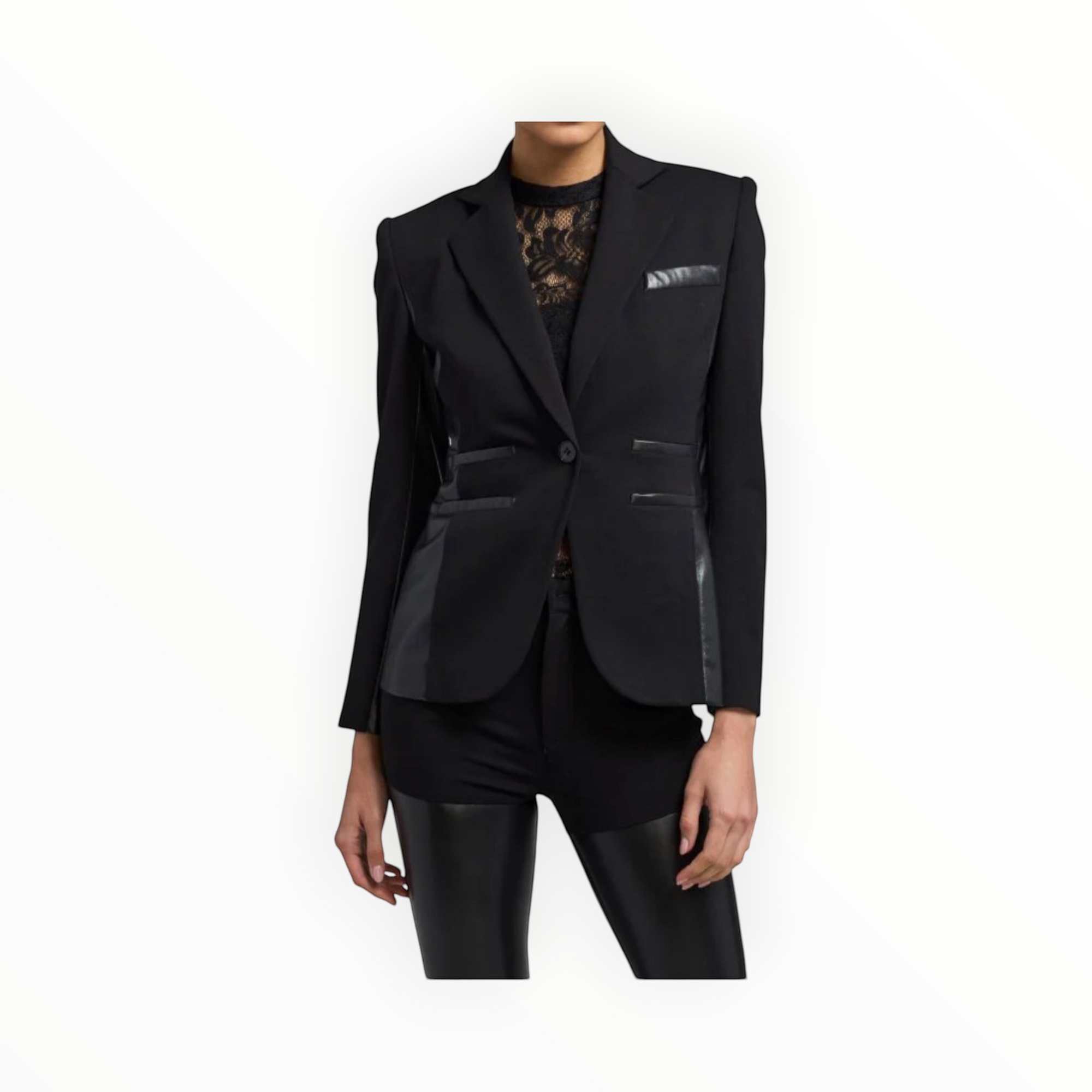 Generation Love Gayle Vegan Leather Combo Blazer - Black