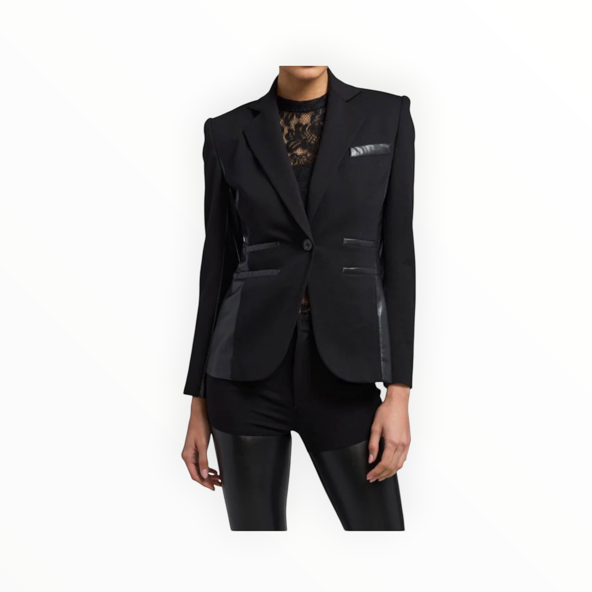 Generation Love Gayle Vegan Leather Combo Blazer - Black