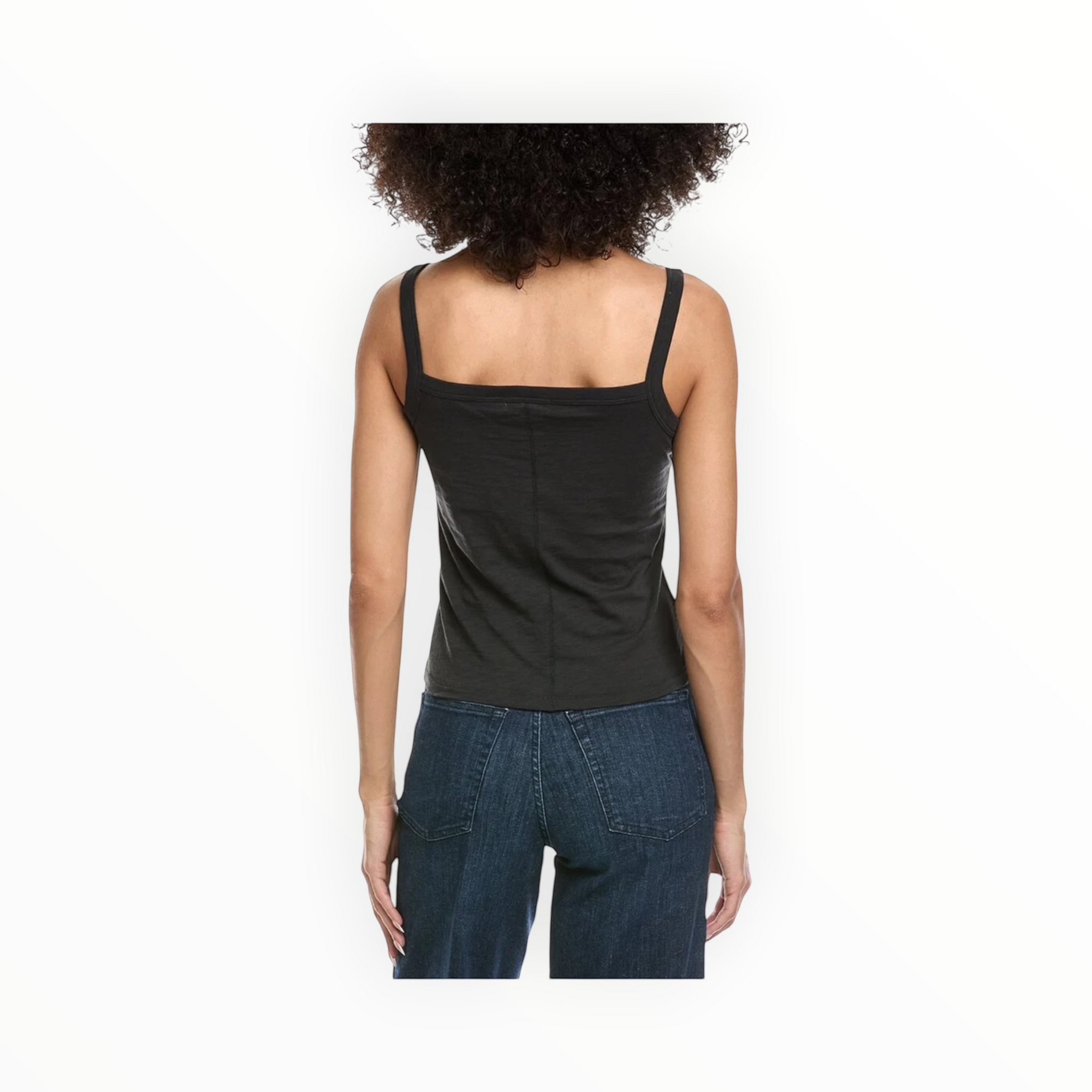 rag & bone The Slub Square Neck Tank - Black