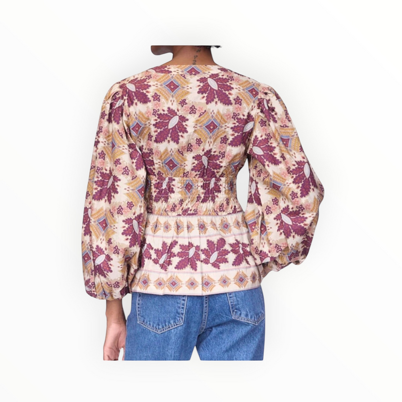 Cara Cara Emmery Top - Retro Floral Turtledove