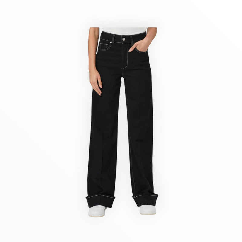 Paige Sasha 32″ Wide Cuff Jean – Twilight Black