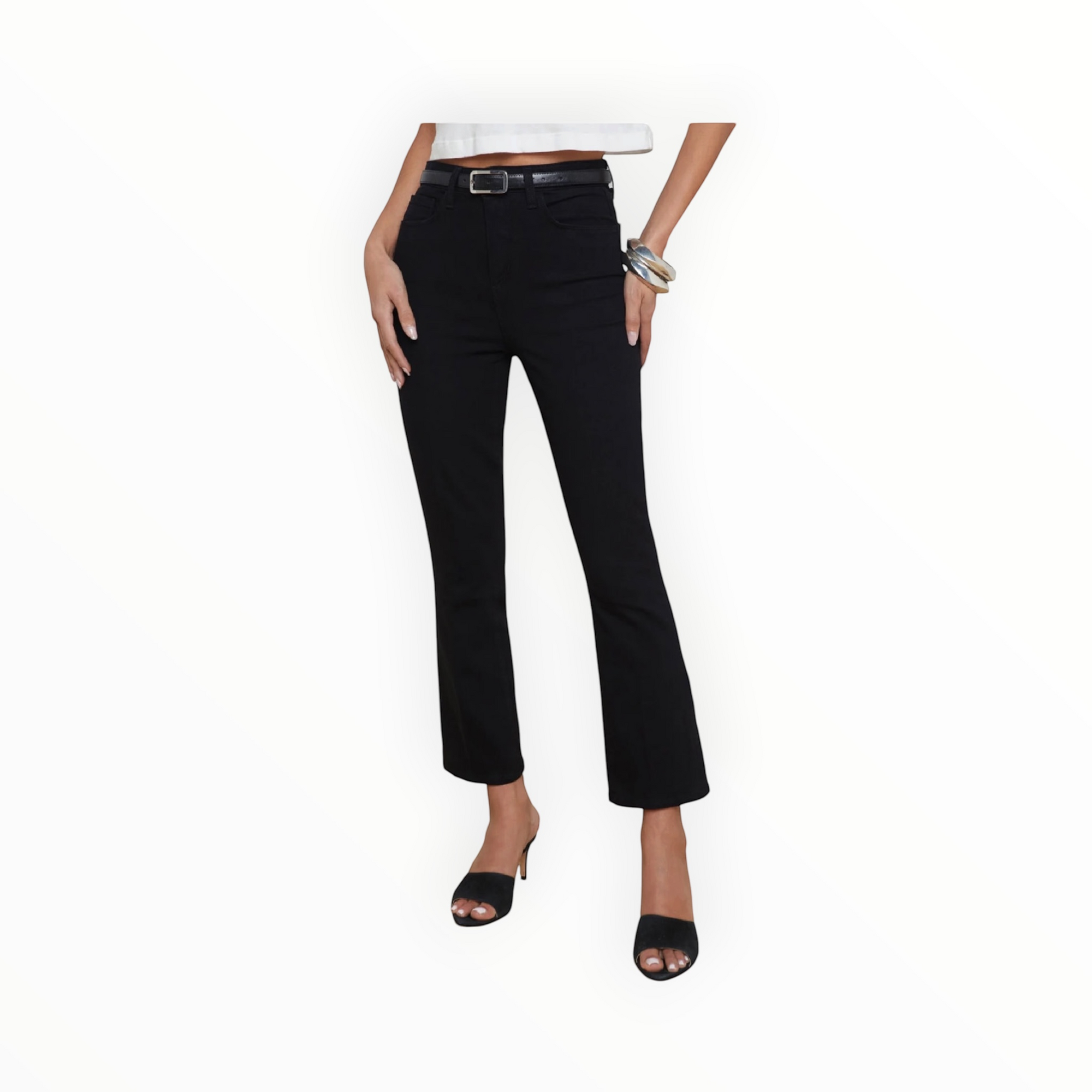 L'Agence Mira Cropped Bootcut Jean - Black